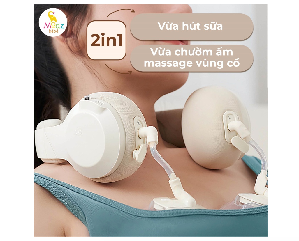  MOAZ BÉBÉ - Máy Hút Sữa Di Động Kèm Chườm Ấm Cổ - MB091 