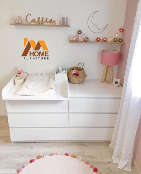  Tủ gỗ ngang ngăn kéo + Bàn thay tã 