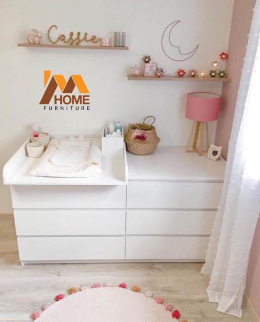  Tủ gỗ ngang ngăn kéo + Bàn thay tã 