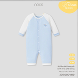  NOUS - Bộ liền dài không tất xanh nhạt phối trắng 