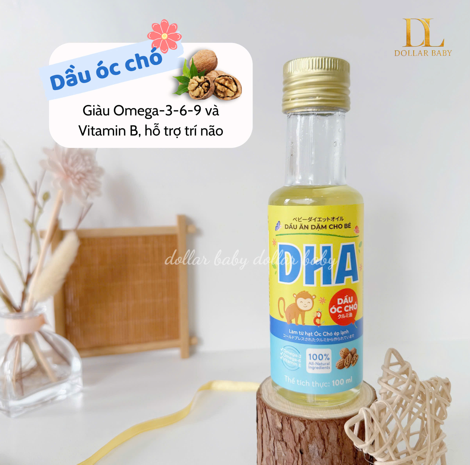  Dầu ăn dặm DHA ép lạnh nguyên chất 6m+ / 100ml 
