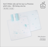  Set 5 Khăn Sữa Sợi Tre Lụa La Pomme Phối Màu ( 30 x 30 ) 