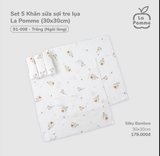  Set 5 Khăn Sữa Sợi Tre Lụa La Pomme Phối Màu ( 30 x 30 ) 