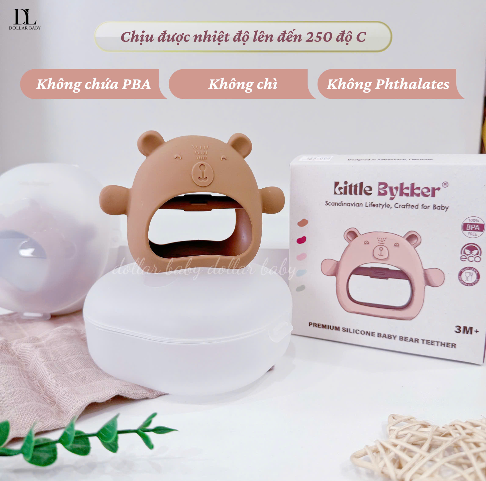  LITTLE BYKKER - Bộ Gặm nướu hình gấu có hộp đựng an toàn 