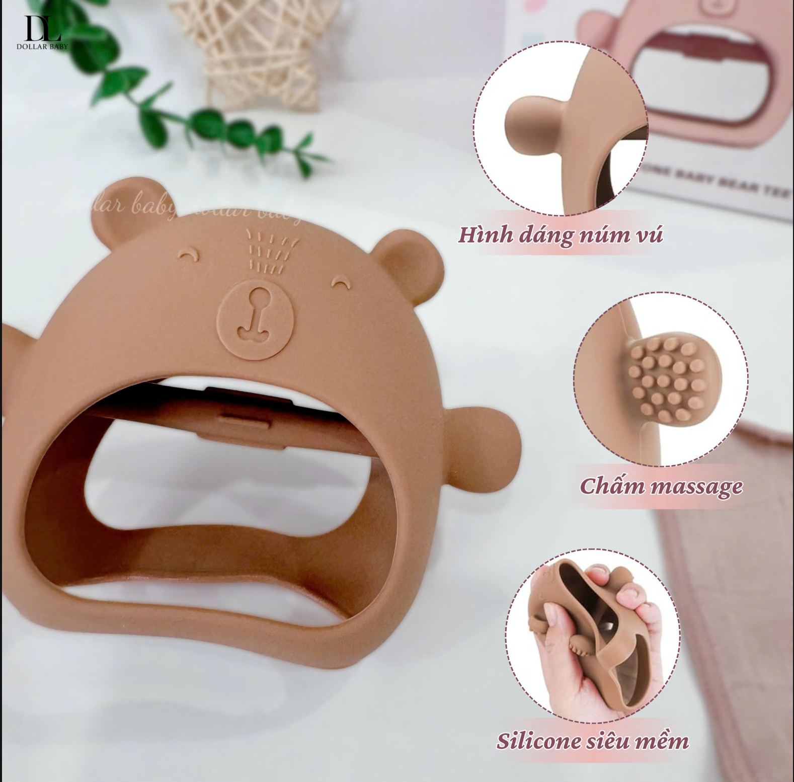  LITTLE BYKKER - Bộ Gặm nướu hình gấu có hộp đựng an toàn 