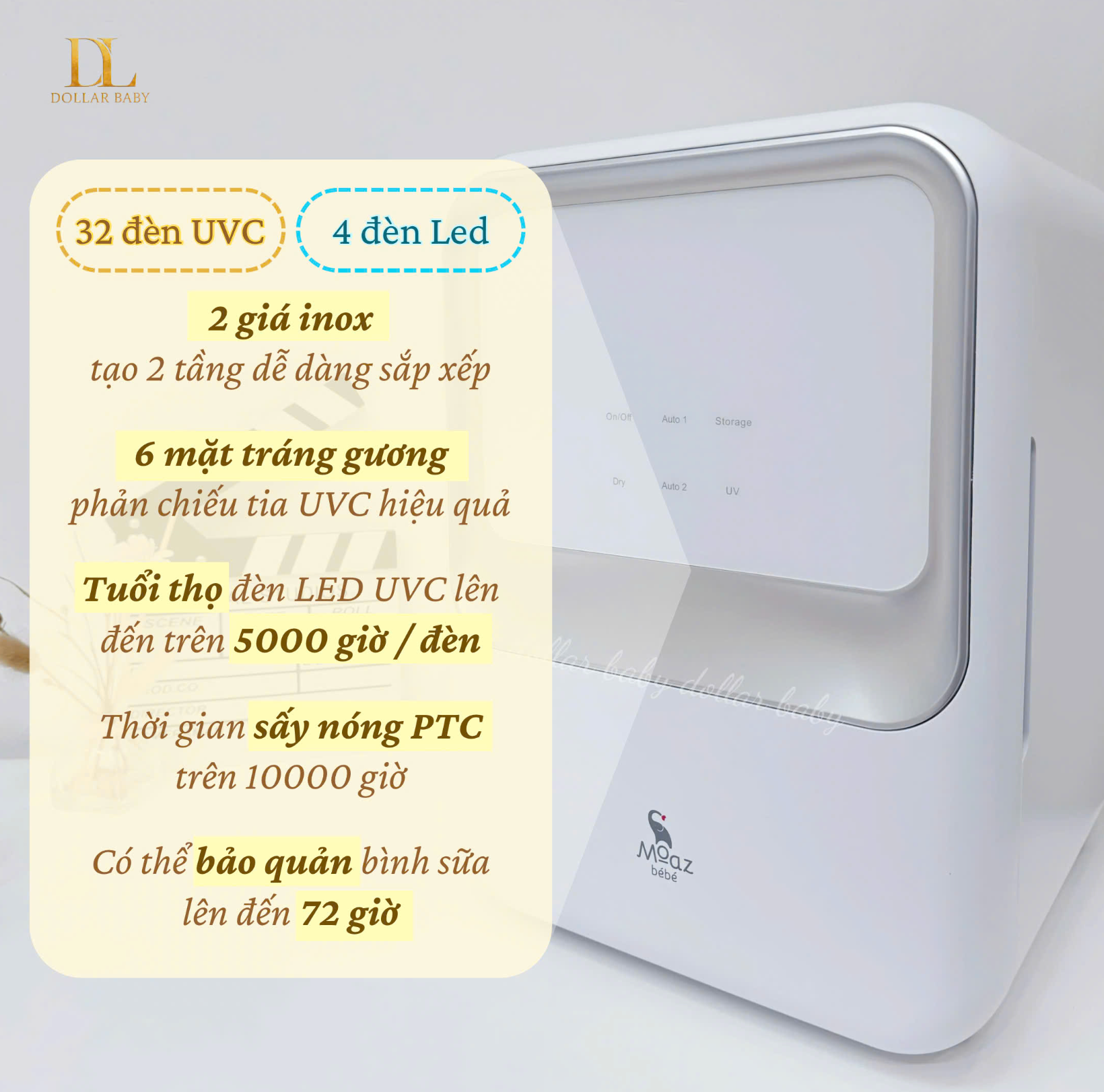  MOAZ BÉBÉ - Máy tiệt trùng sấy khô UVC PLASMA ION - MB113 