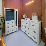  Bộ Tủ Gỗ Trắng Kính Trong 2 Ngăn Treo 