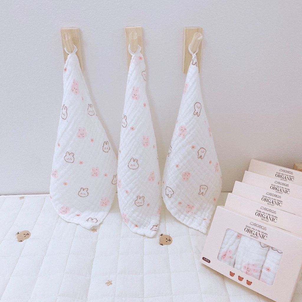  MONONA - Set 3 Khăn Sữa Xô Xù 6 lớp 