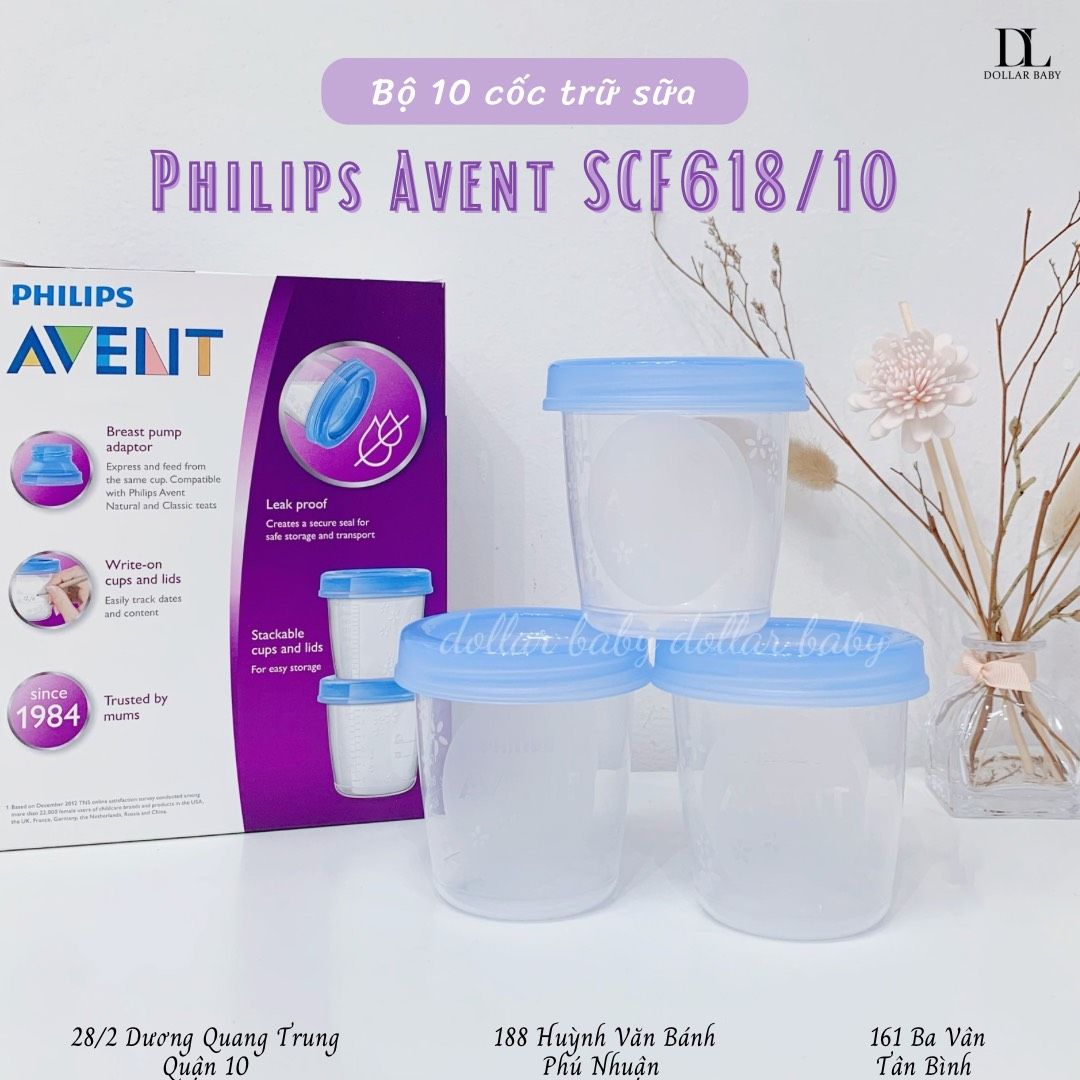  Set 10 Cốc Trữ Sữa Mẹ Philips Avent - SCF618/10 