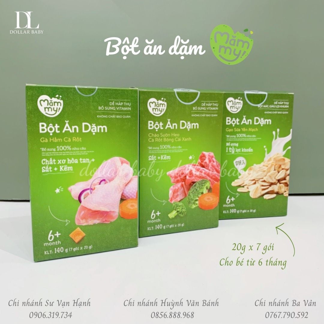  Bột Ăn Dặm Mămmy - 140 Gram  / 6 tháng ( Hộp 7 gói x 20 Gram ) 