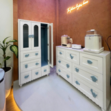  Bộ Tủ Gỗ Trắng Kính Trong 2 Ngăn Treo 