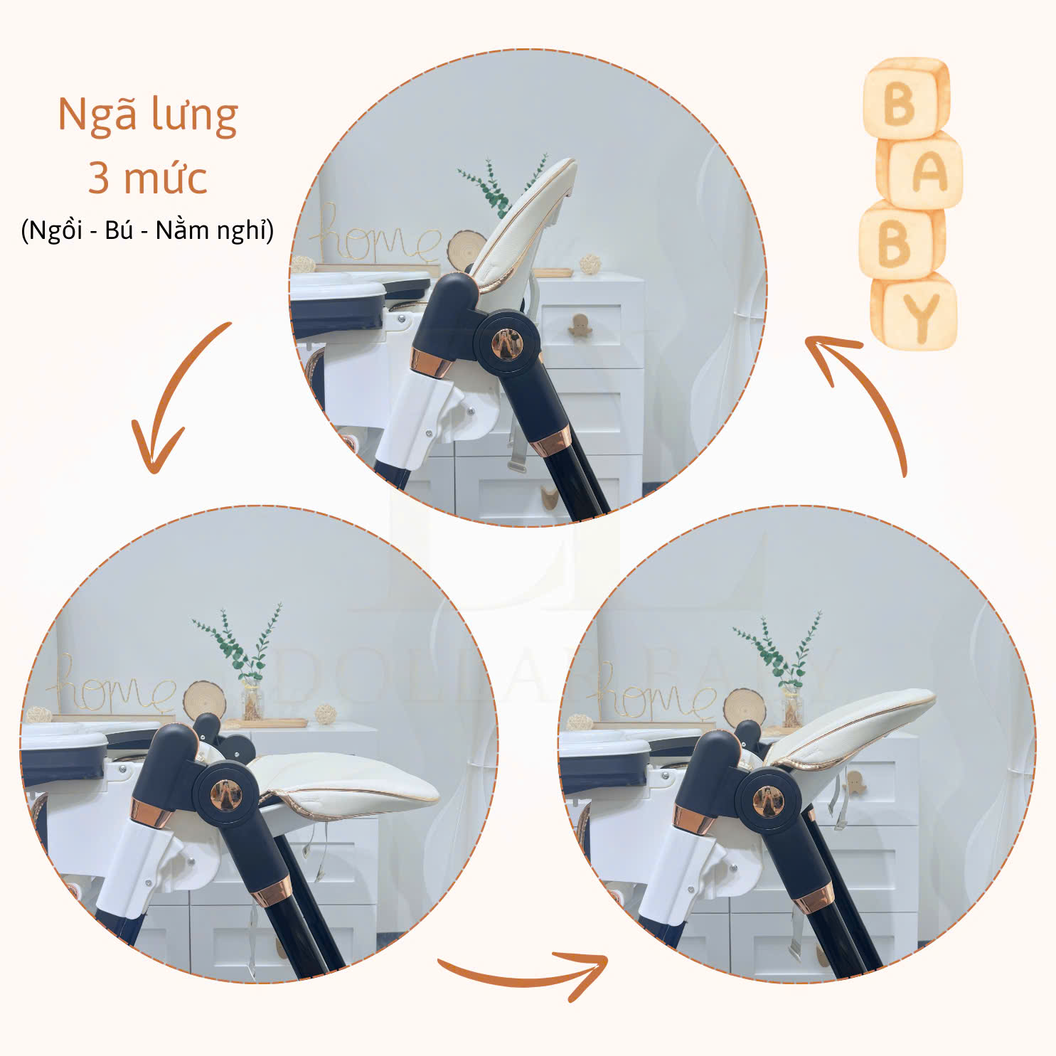  Ghế Ăn Dặm Gấp Gọn Finley Royal Ngã Lưng 160 Độ 
