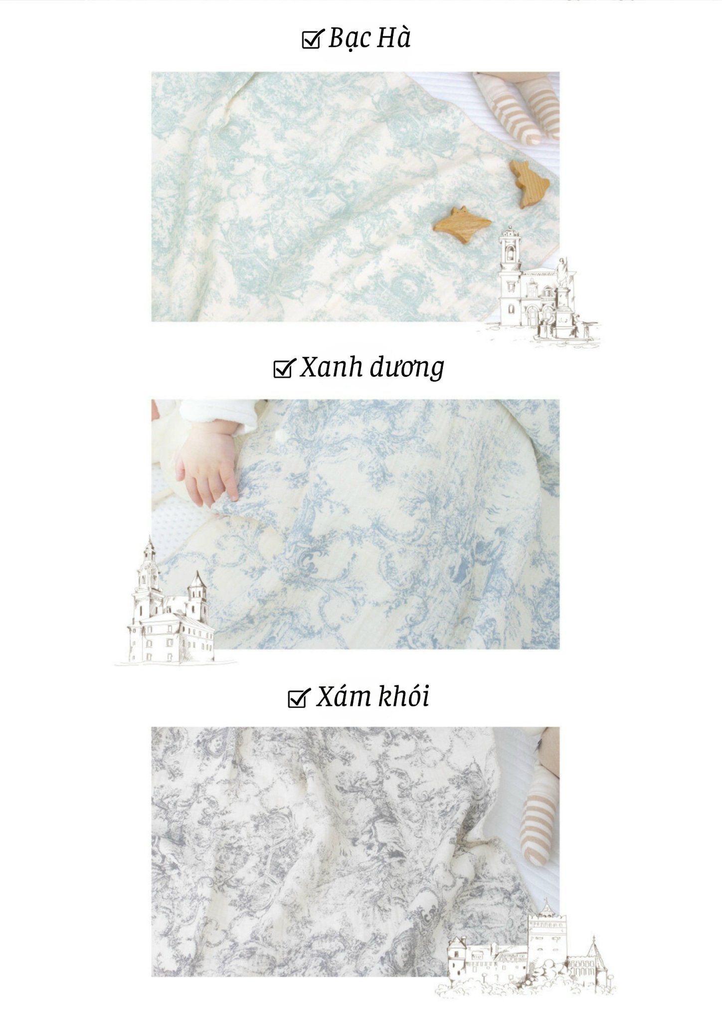  Chăn Hoạ Tiết Emong Toile Blanket 