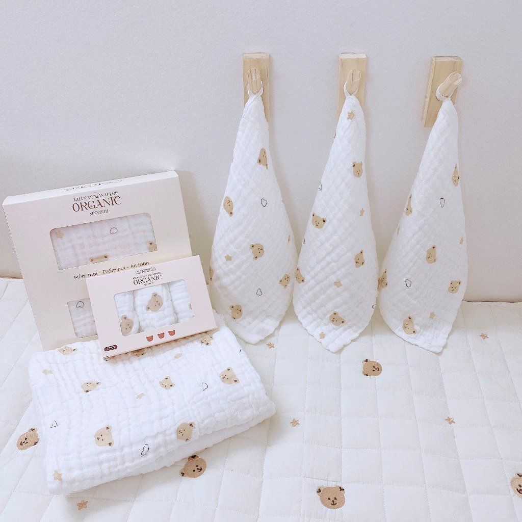  MONONA - Set 3 Khăn Sữa Xô Xù 6 lớp 