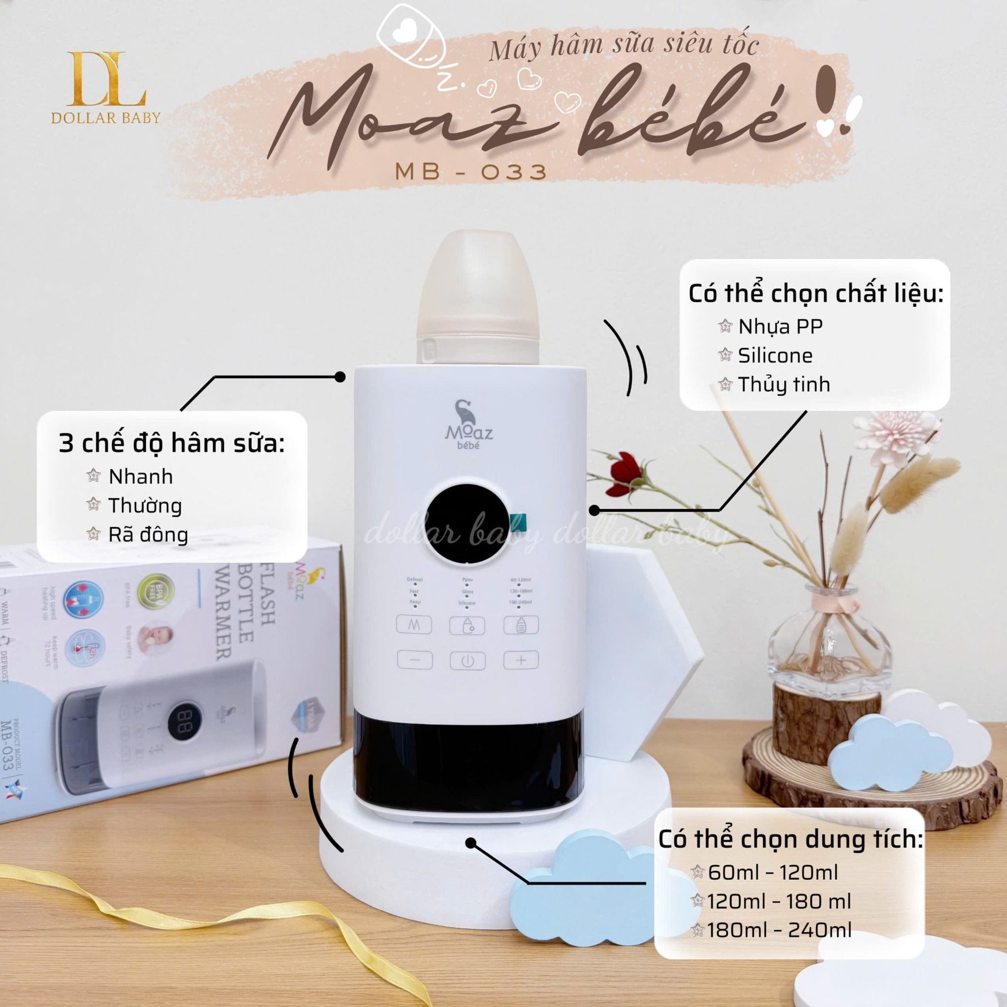  MOAZ BÉBÉ - Máy Hâm Sữa - MB033 