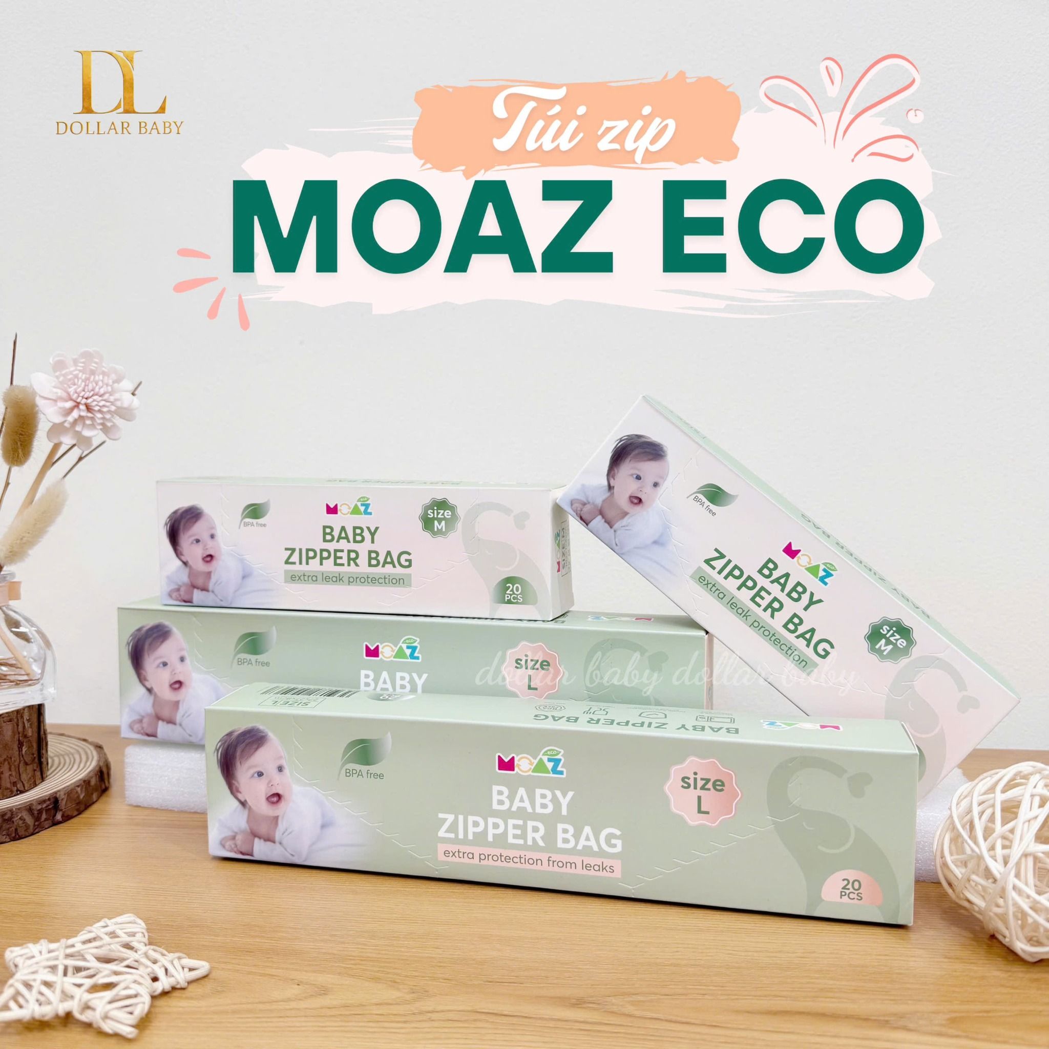  MOAZ ECO - Túi zip đa năng (20 túi) 