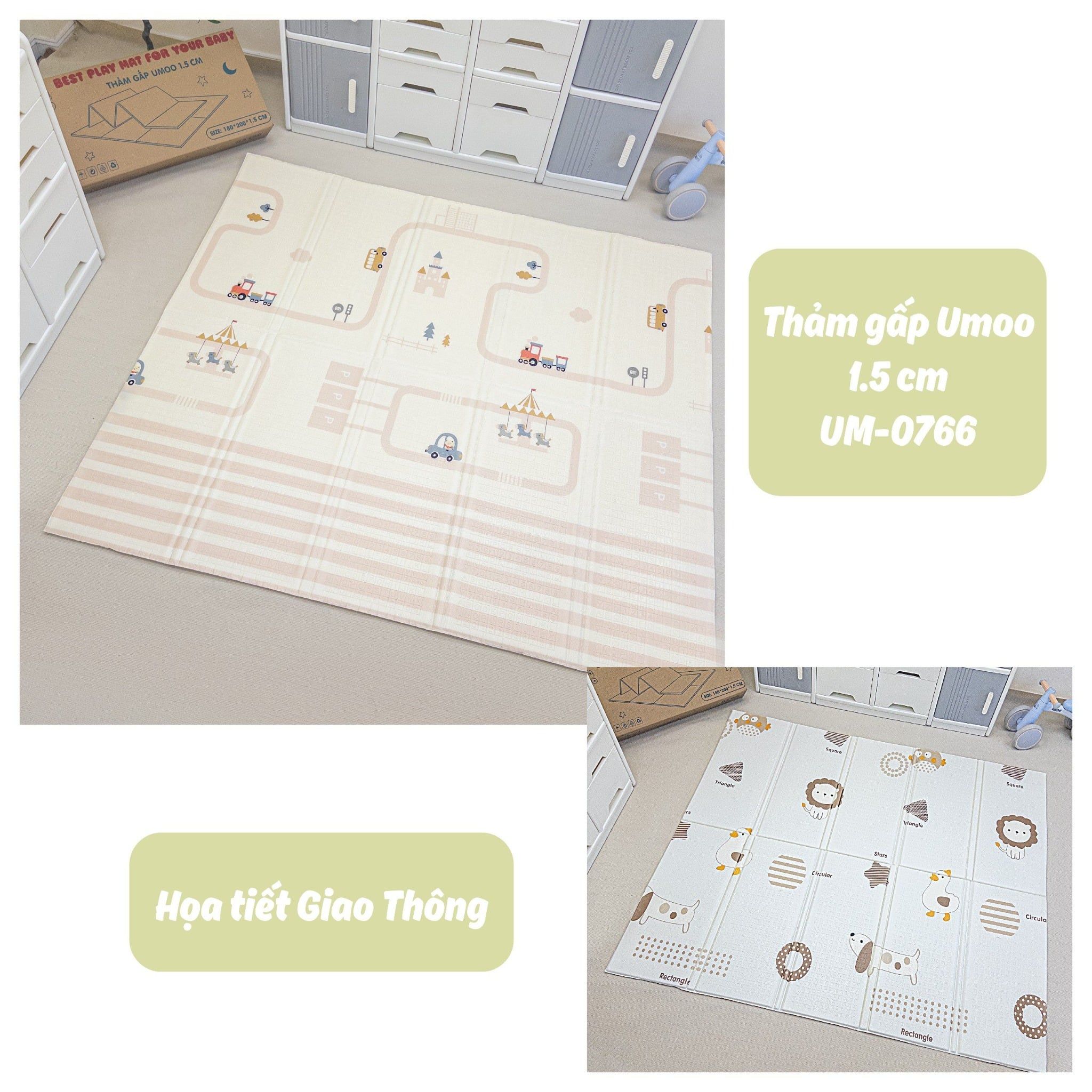  Thảm Xốp Gấp Umoo dày 1.5cm ( 1,8 x 2m ) 