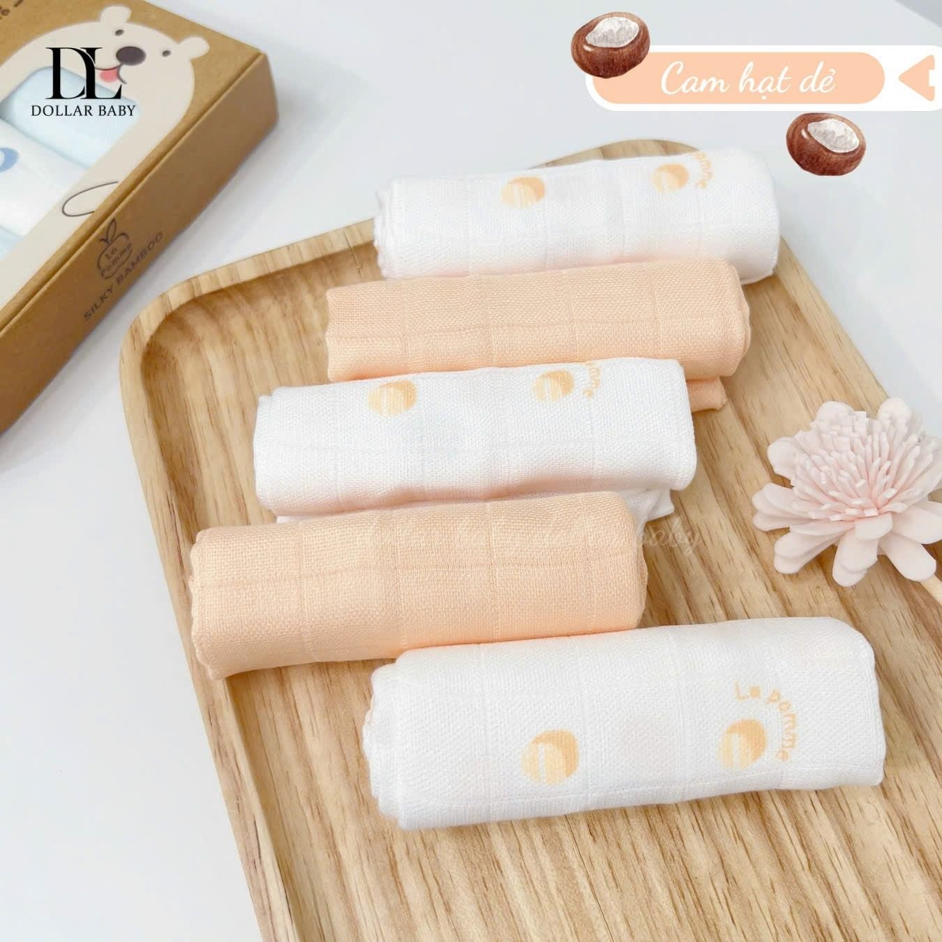  Set 5 Khăn Sữa Sợi Tre Lụa La Pomme Phối Màu ( 30 x 30 ) 