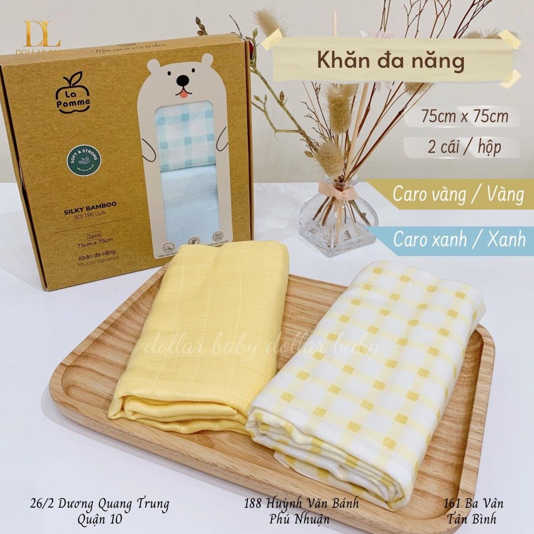  LA POMME - Set 2 Khăn Đa Năng Sợi Tre Lụa Phối Màu ( 75 x 75 ) 