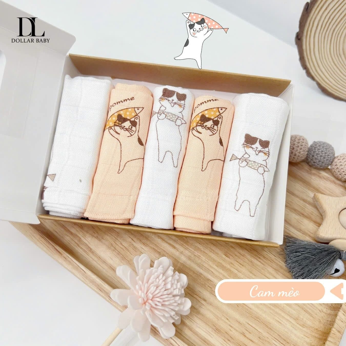  Set 5 Khăn Sữa Sợi Tre Lụa La Pomme Phối Màu ( 30 x 30 ) 