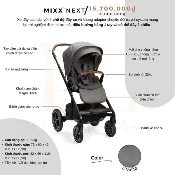  Xe Đẩy Gấp Gọn 2 Chiều NUNA Mixx Next 