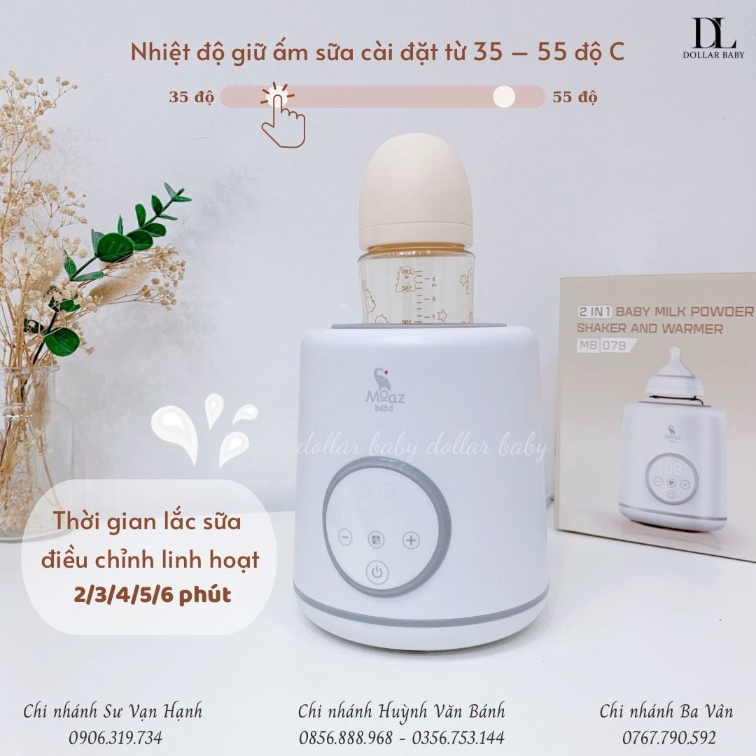  MOAZ BÉBÉ - Máy Lắc Bình Sữa Và Giữ Ấm Sữa Thông Minh - MB079 