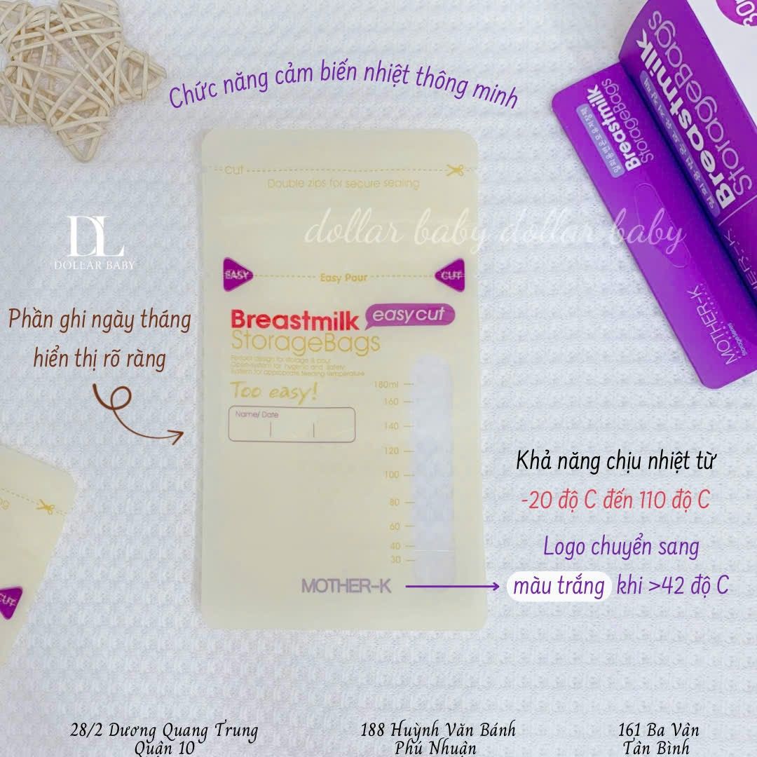  Túi Trữ Sữa Cảm Biến Nhiệt Miệng Cắt Mother-K Hàn Quốc 