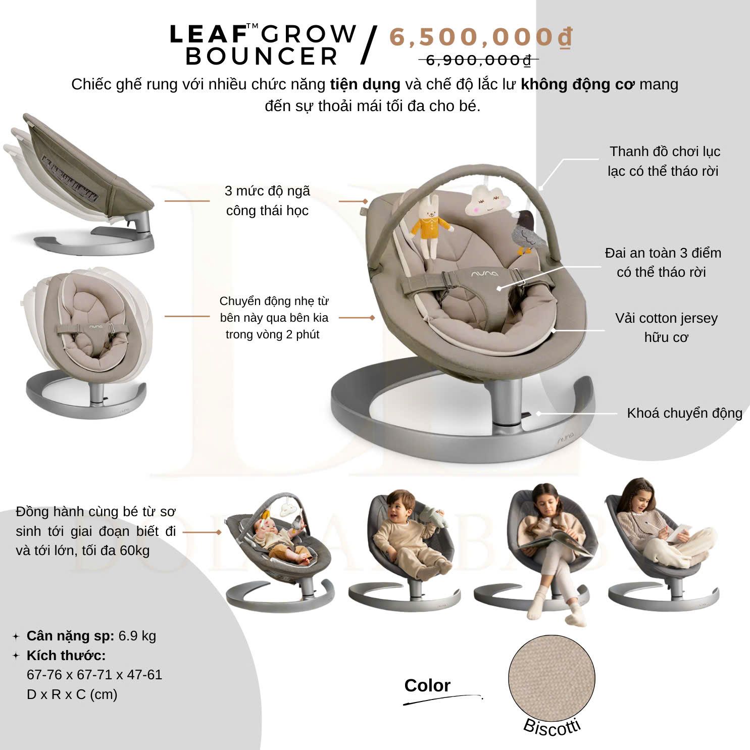  Nôi đưa NuNa Leaf Grow Bouncer 