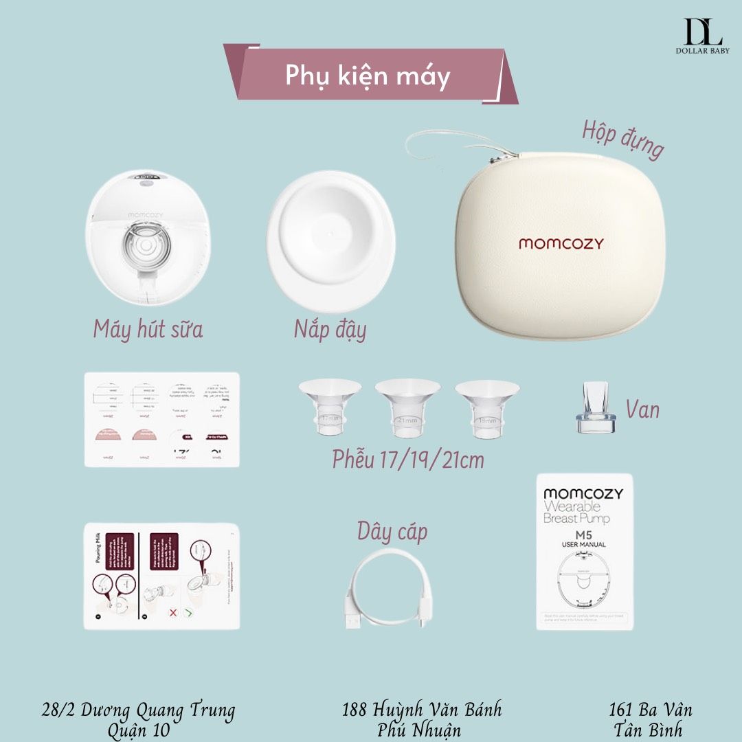  Máy hút sữa đôi không dây Momcozy - M5 (Tặng túi trữ sữa) 