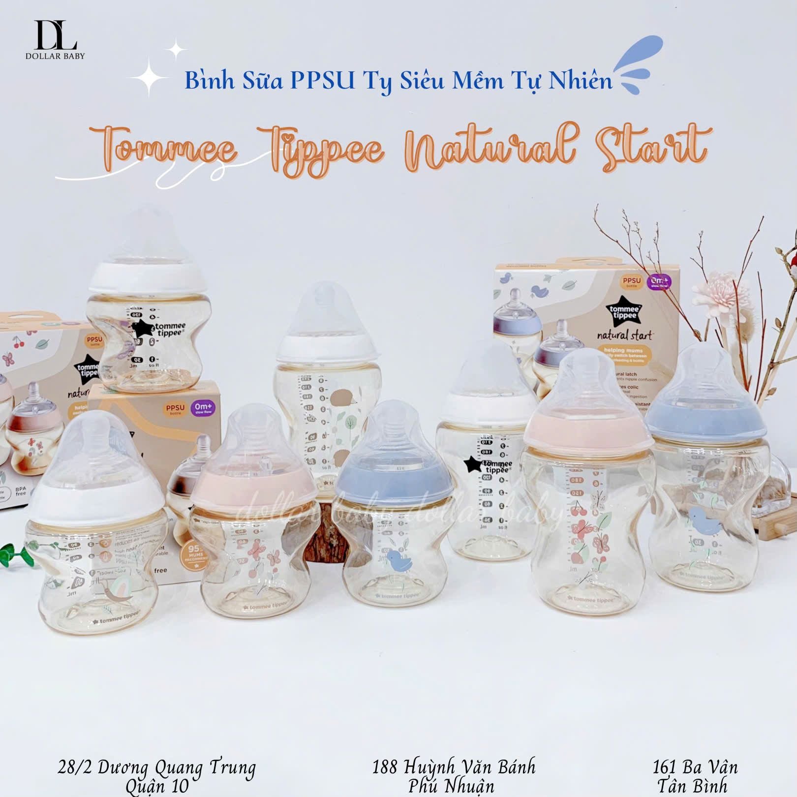  Set 2 Bình Sữa PPSU Tommee Tippee Natural Start Hoạ Tiết 