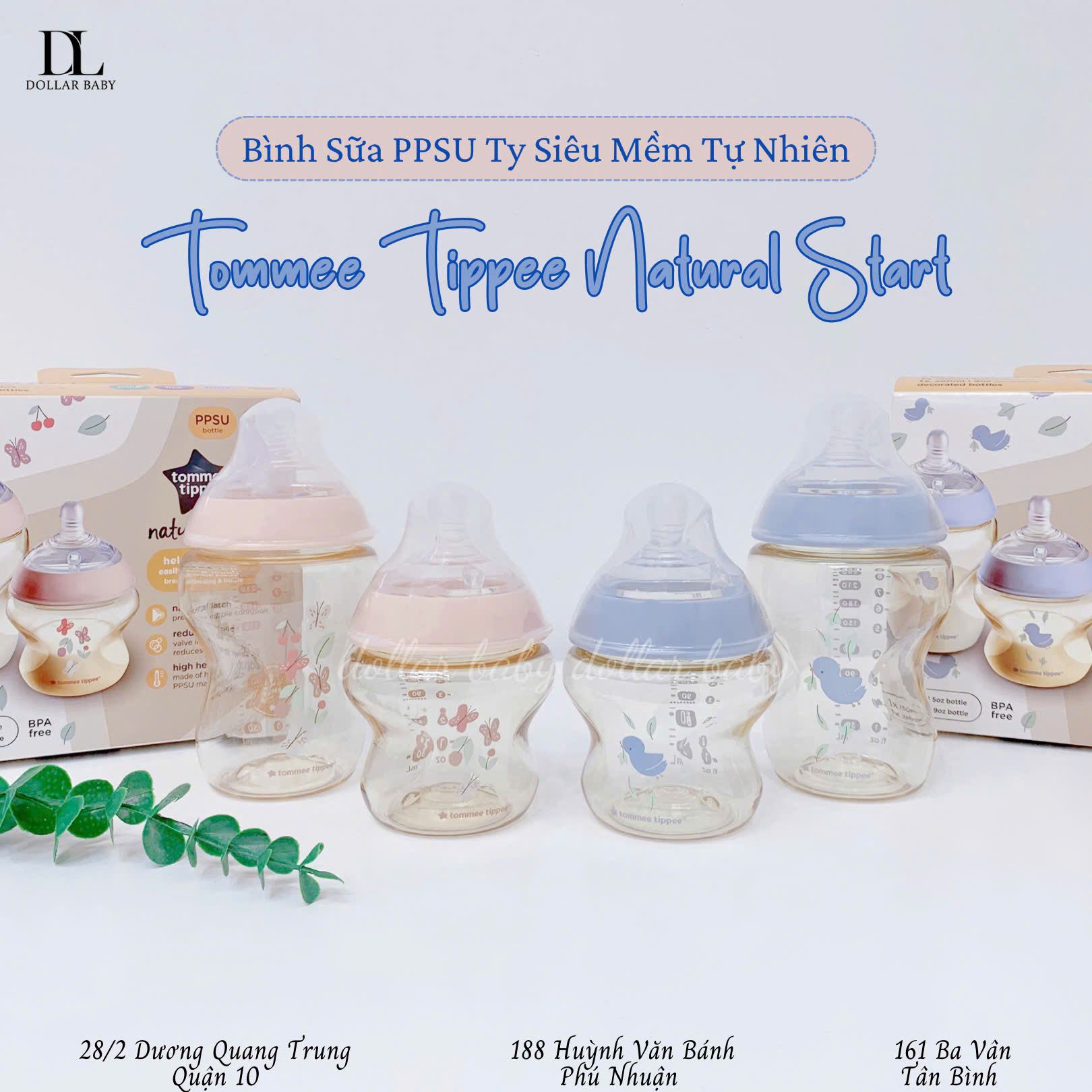  Set 2 Bình Sữa PPSU Tommee Tippee Natural Start Hoạ Tiết 