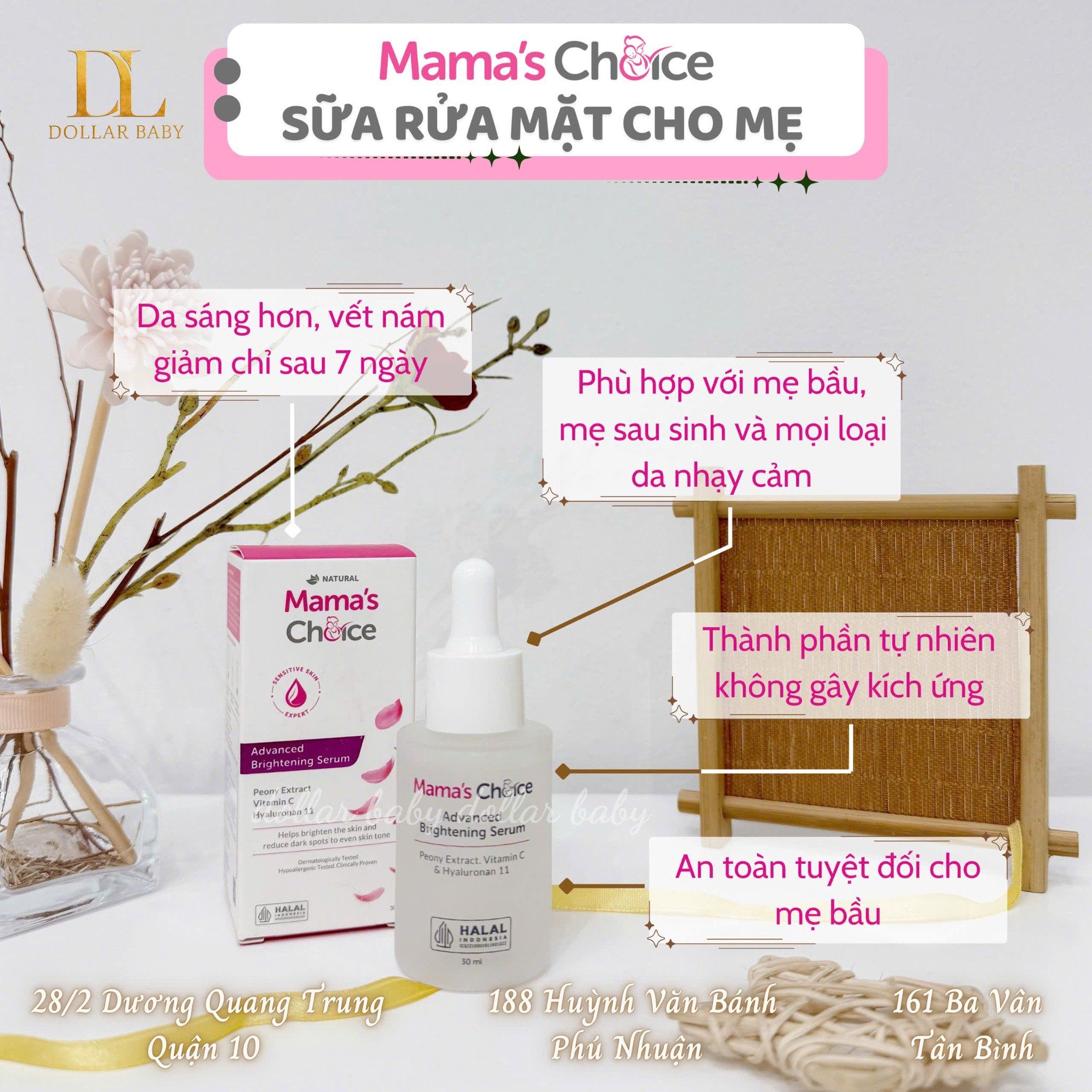  Tinh chất dưỡng sáng da mặt Mama’s Choice Brightening Serum, giảm thâm nám 