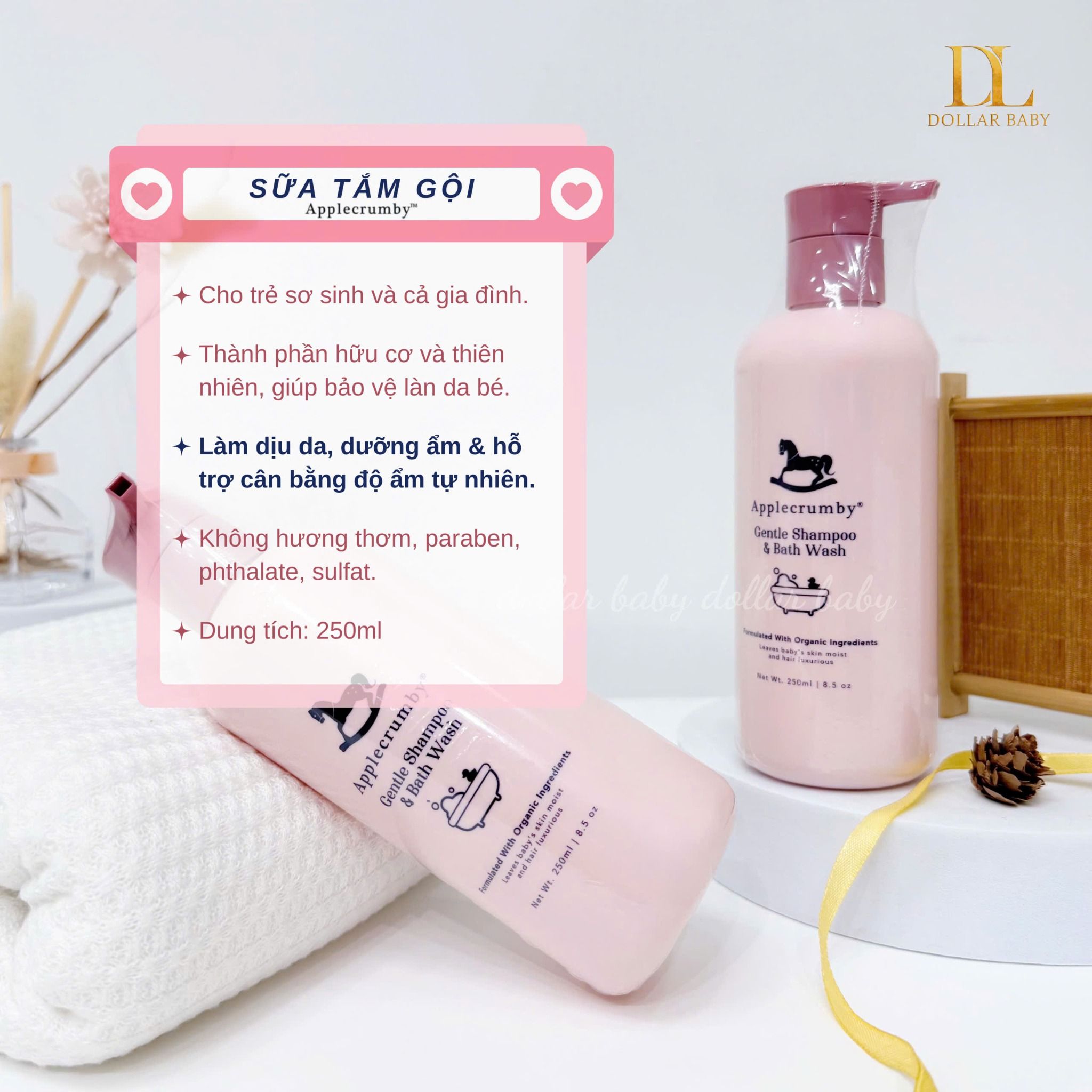  Sữa Tắm Gội Làm Dịu Cho Da Nhạy Cảm Applecrumby 