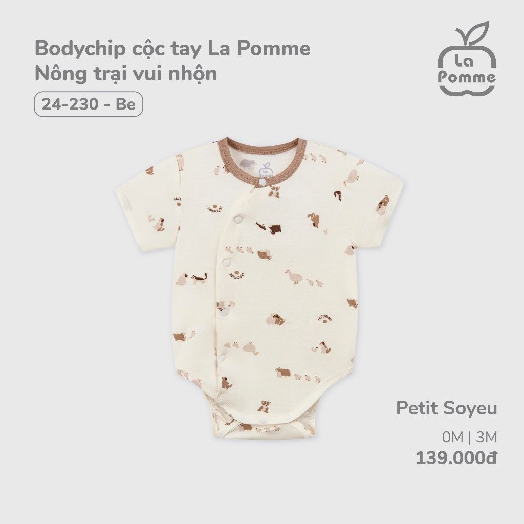  LA POMME - Bodychip cộc tay nông trại vui nhộn 