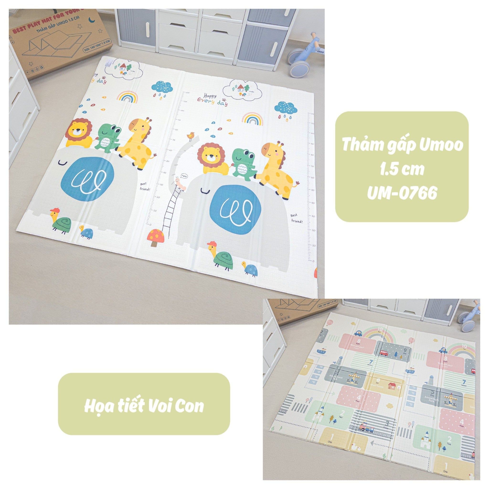  Thảm Xốp Gấp Umoo dày 1.5cm ( 1,8 x 2m ) 