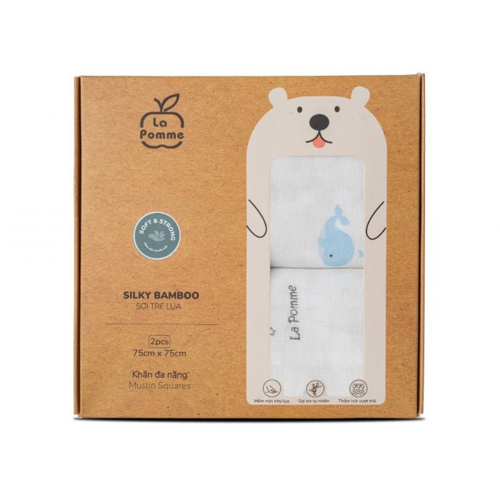  LA POMME - Set 2 khăn sợi tre lụa phối màu ( 75x75cm ) 