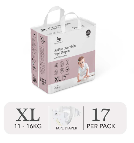  Bỉm tã dán đêm Applecrumby Airplus Overnight Mini Tape 