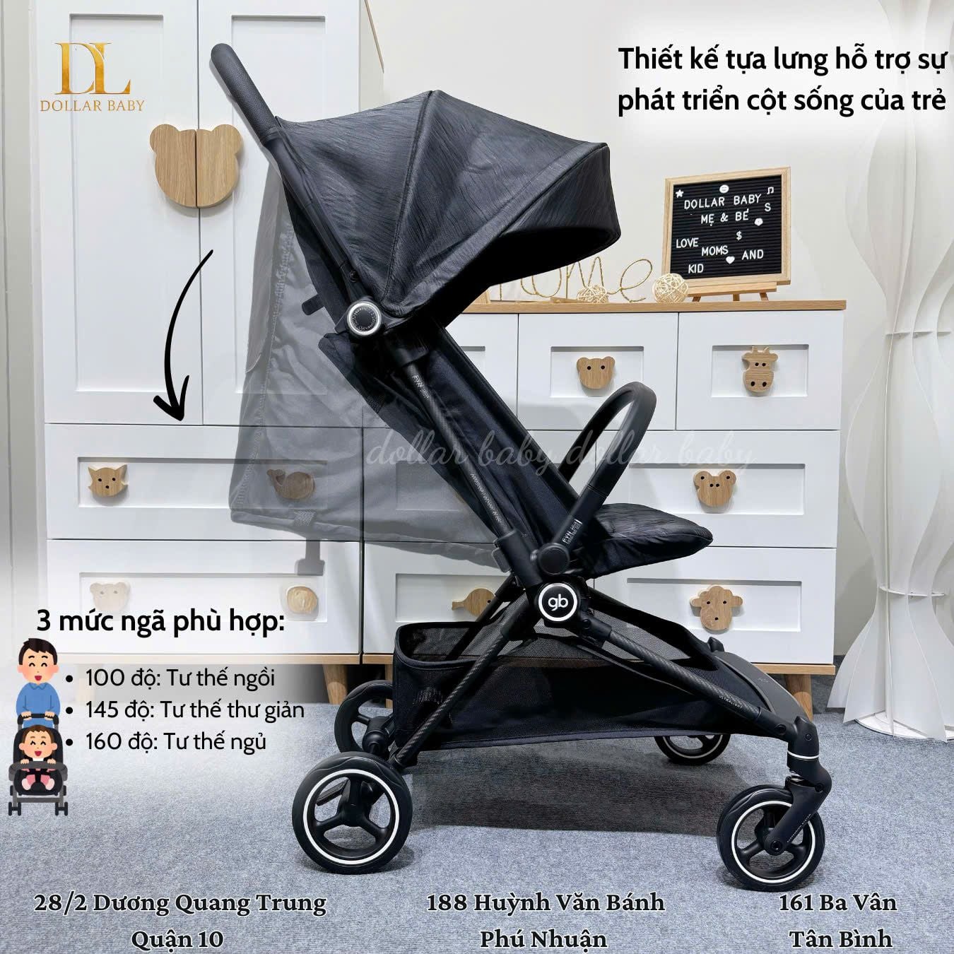  Xe Đẩy Gấp Gọn Siêu Nhẹ GB Fyn Plus Khung Carbon Siêu Nhẹ 