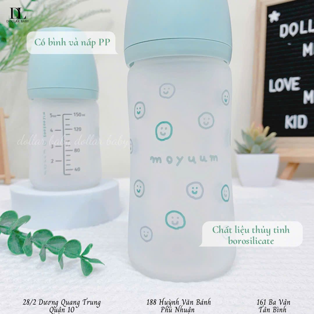  Bình Sữa Moyuum - Thuỷ Tinh Bọc Silicon 