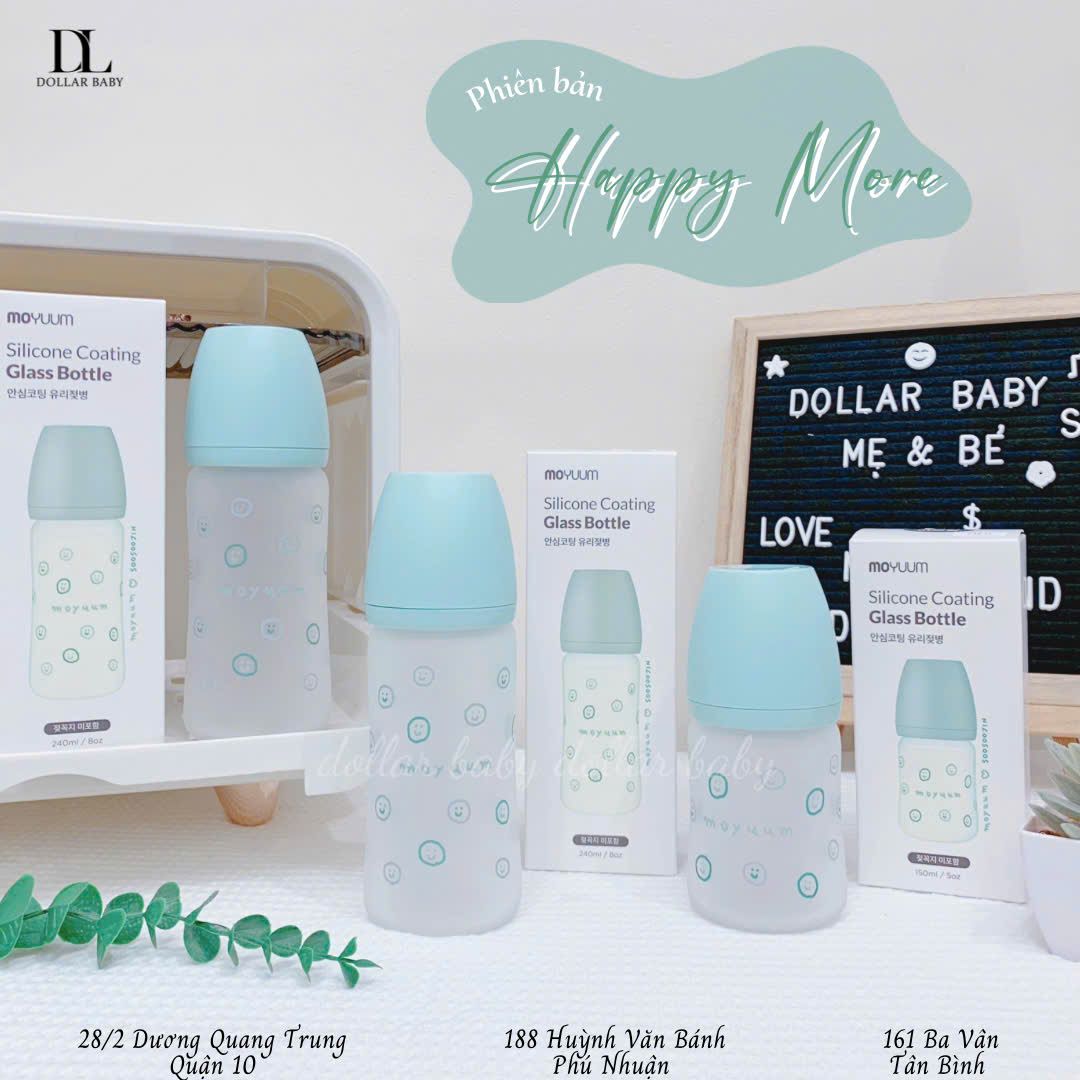  Bình Sữa Moyuum - Thuỷ Tinh Bọc Silicon 