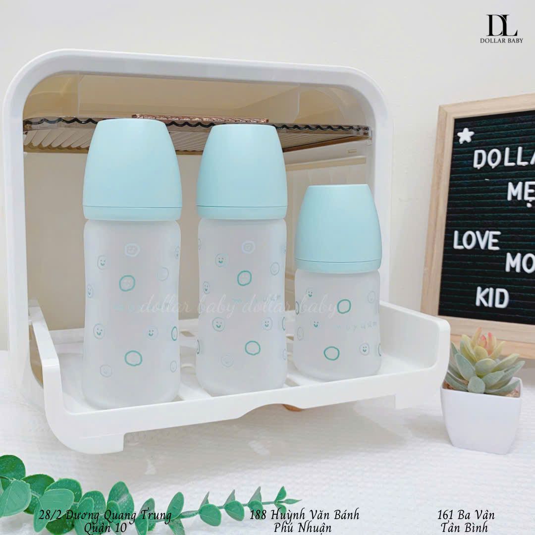  Bình Sữa Moyuum - Thuỷ Tinh Bọc Silicon 