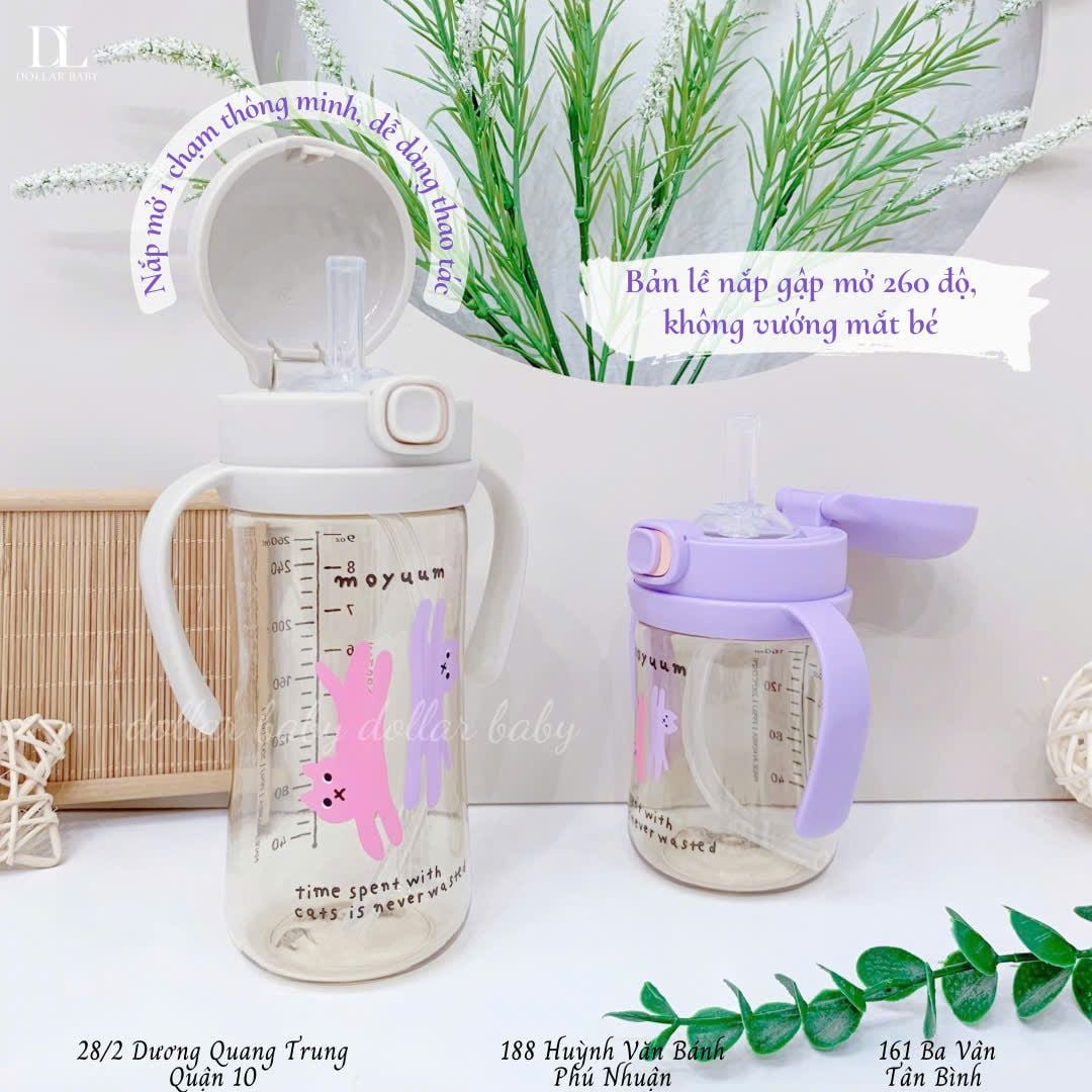  Bình tập uống Moyuum PPSU  -  Kèm Dây hút/dây trọng lực/tay cầm 