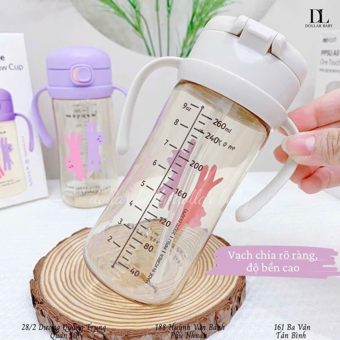  Bình tập uống Moyuum PPSU  -  Kèm Dây hút/dây trọng lực/tay cầm 