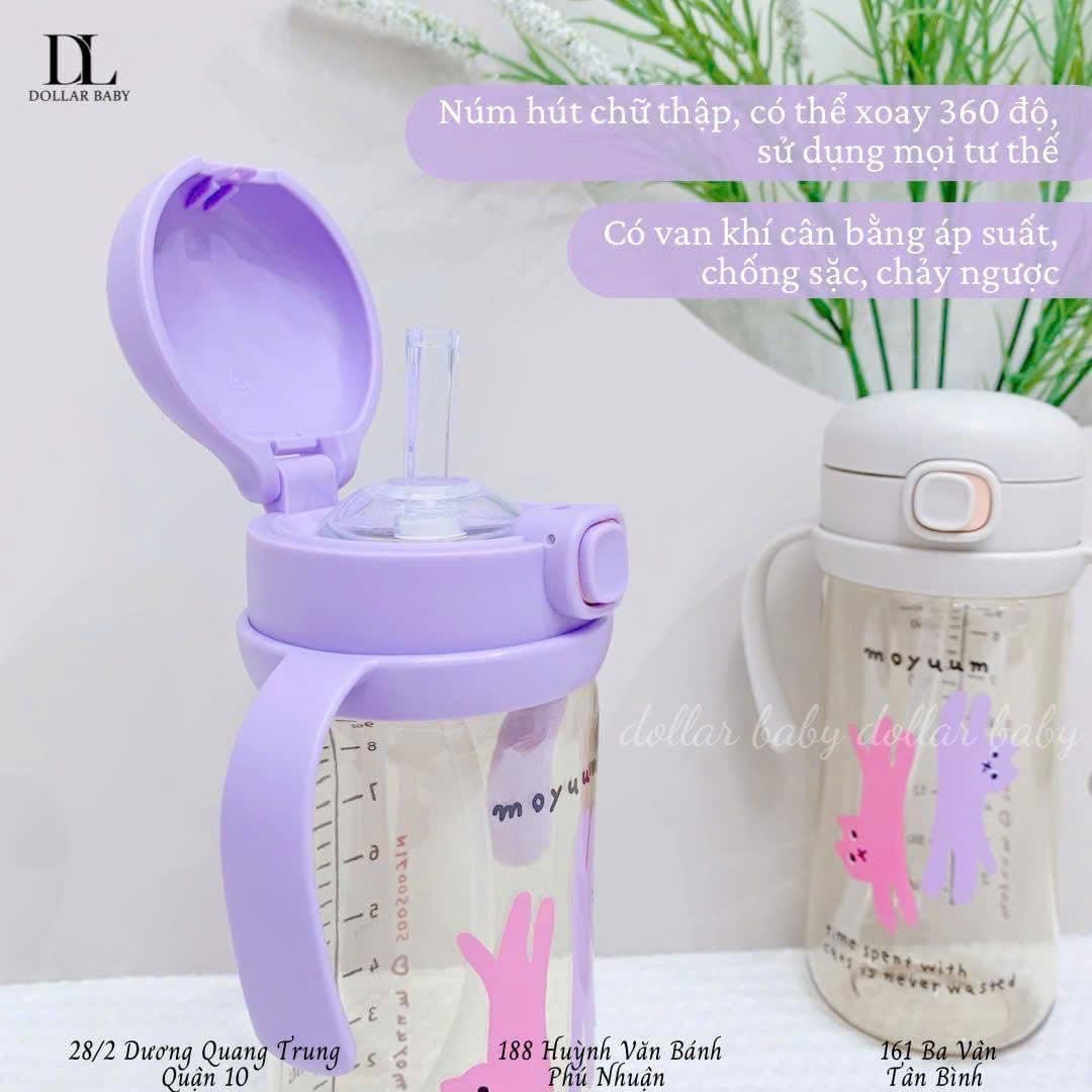  Bình tập uống Moyuum PPSU  -  Kèm Dây hút/dây trọng lực/tay cầm 