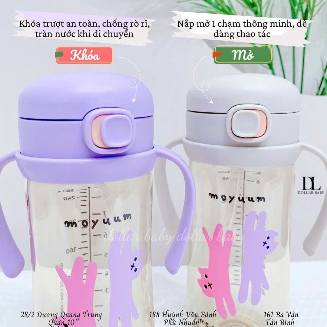  Bình tập uống Moyuum PPSU  -  Kèm Dây hút/dây trọng lực/tay cầm 