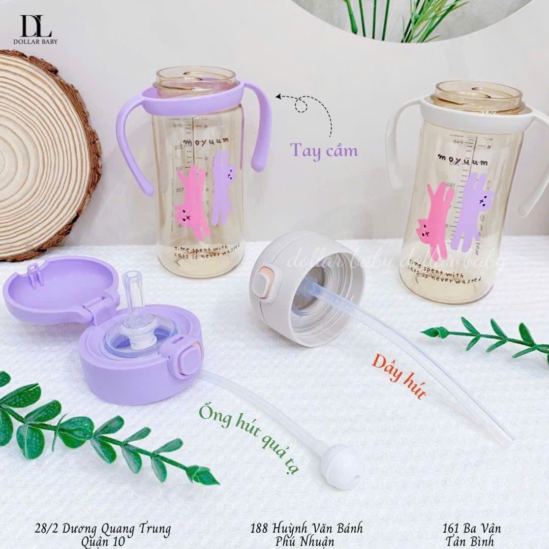  Bình tập uống Moyuum PPSU  -  Kèm Dây hút/dây trọng lực/tay cầm 