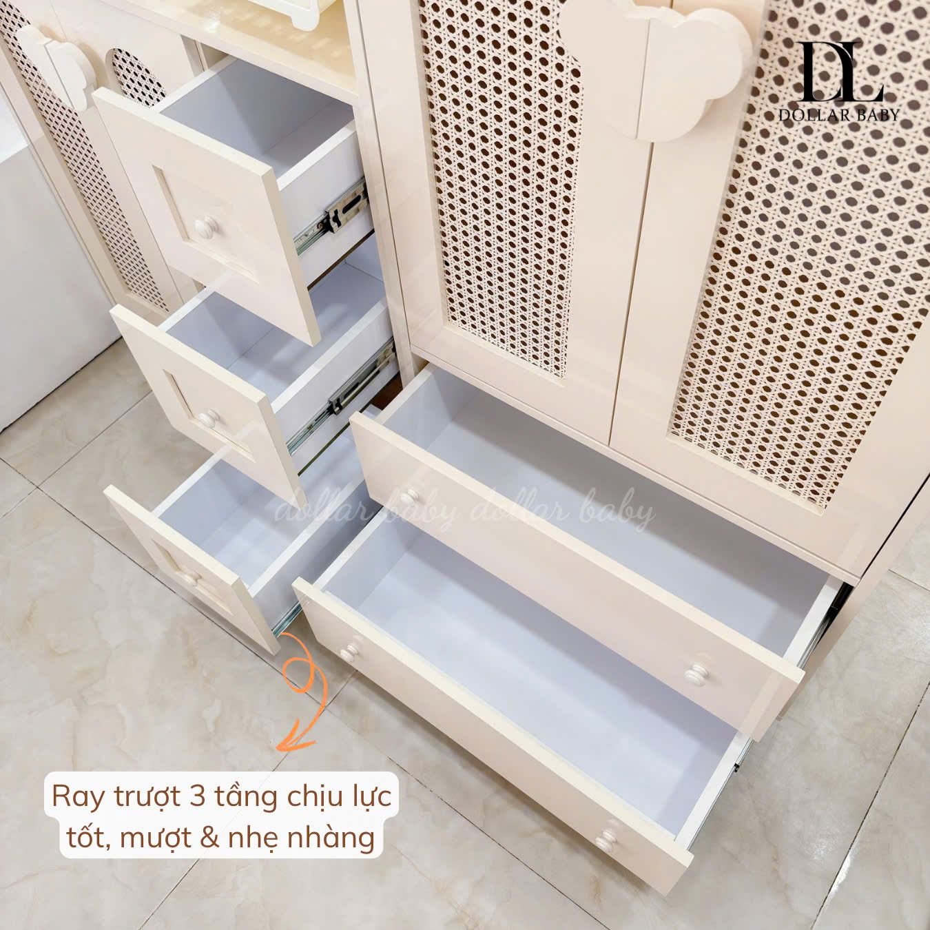  Tủ Gỗ Cánh Mây Tay Nắm Gấu 