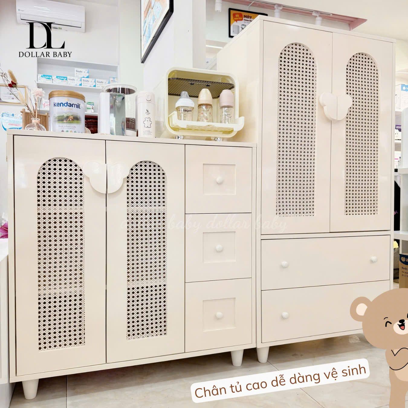  Tủ Gỗ Cánh Mây Tay Nắm Gấu 