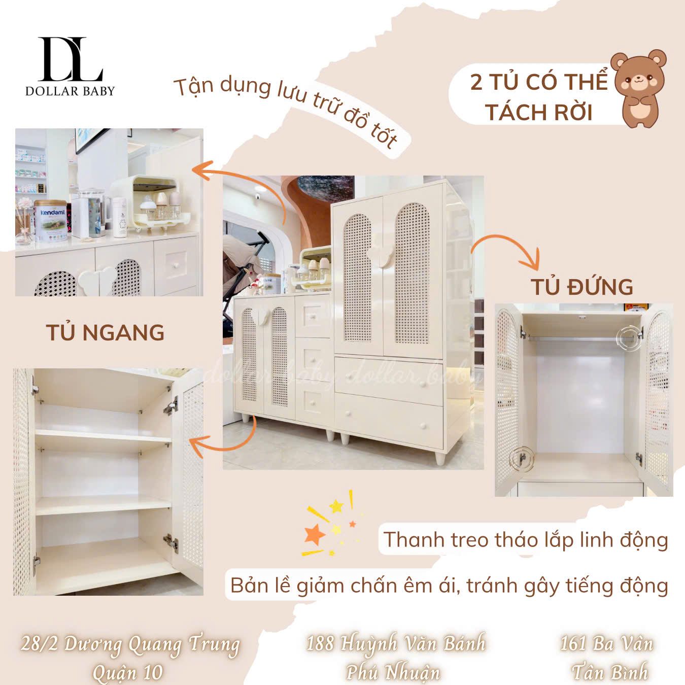  Tủ Gỗ Cánh Mây Tay Nắm Gấu 