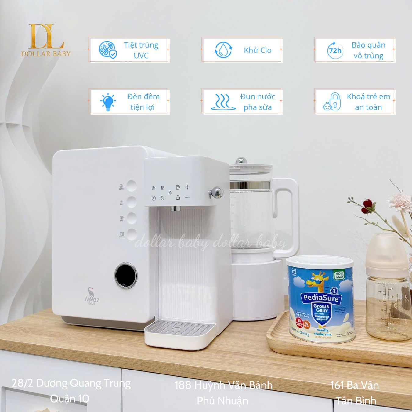  MOAZ BÉBÉ - Máy đa năng tiệt trùng sấy khô UVC và đun nước - MB104 